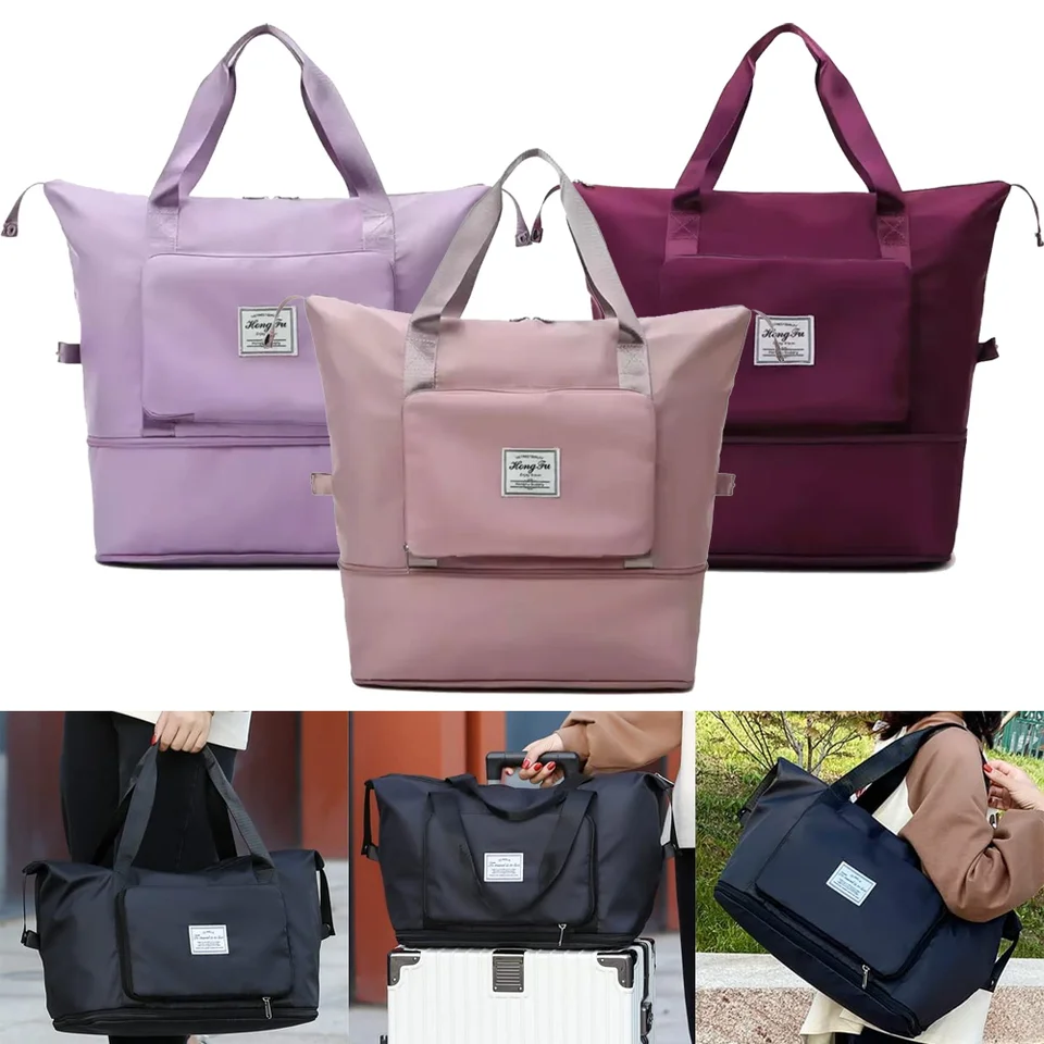 Veľká kapacita skladacie cestovné vrecká Vodotesná batožina Tote Kabelka Travel Duffle Bags Dámske skladovacie tašky jogy