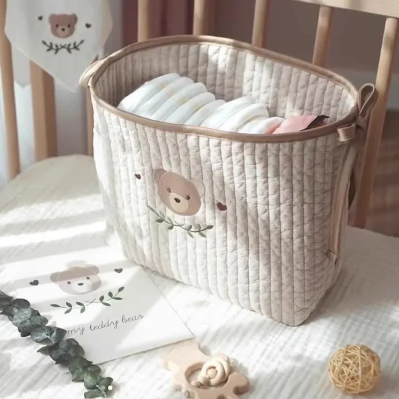 Veľká kapacita Tkanina Storage Bag Crib vrecko, vrecko na nočné poschodie, detské hračky, plienky