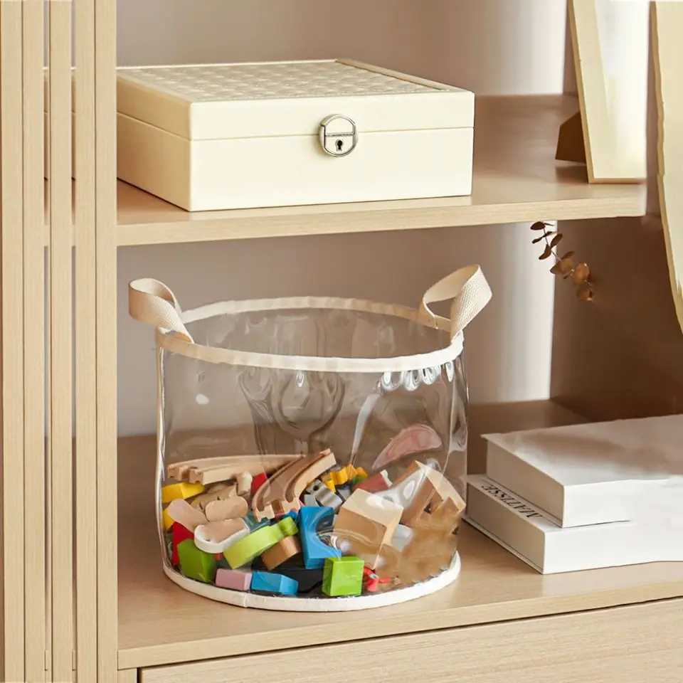 Veľká kapacita Transparentný skladovací košík nepremokavý skladací kníh skladovací vrecko PVC Household Hračky Hračky SKLADOVANIE DOM