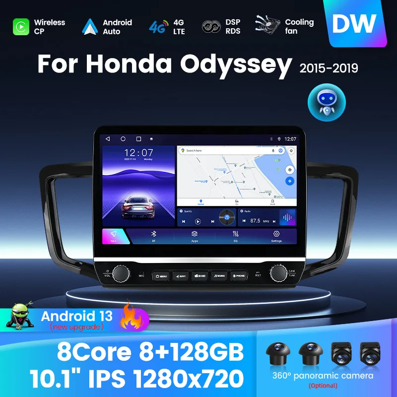 Veľká obrazovka Radio Multimedia Audio Player Navigation Video Hostiteľ pre Honda Odyssey 5 RC 2013-2019 Wireless CarPlay Auto DSP