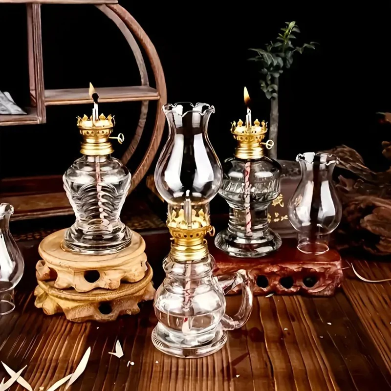 Veľká olejová lampa Vintage sklo petrolejová lampa starožitné olejové lampy Rodina dekoratívne svetlá vysokej kapacity Kvalitné prenosné zdobenie