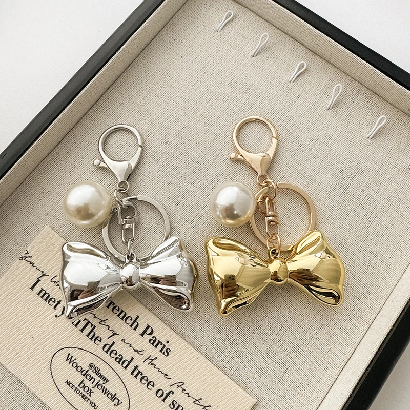 Veľká perla bowknot kľúčová reťaze