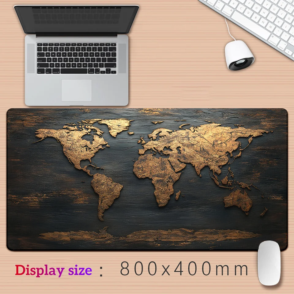 Veľká podložka myši s drevou drevou drevenou dizajnom World Map Desk Desk Mat Anti-Slip Office Gum Guma MousePad pre PC pre notebookové stolové herné príslušenstvo