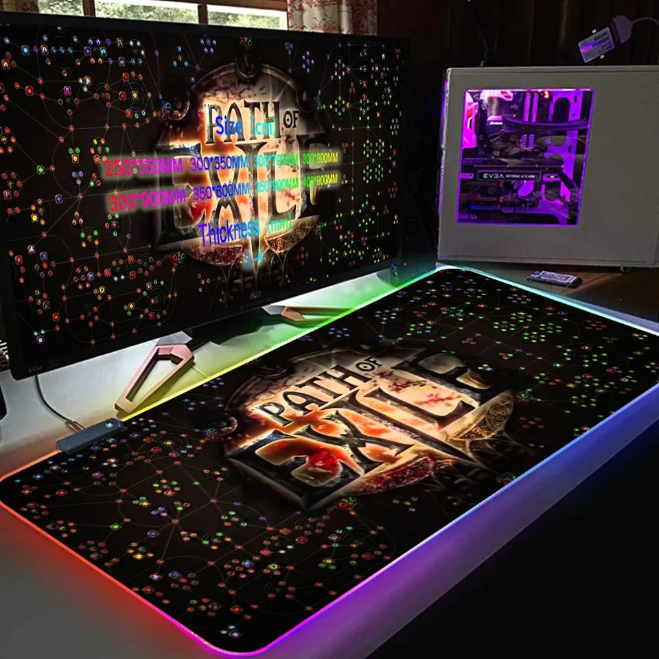 Veľká RGB Klávesnica Moubling Pad Anime cesta exilu myši rohože hazardná myš XL LED Vysokorýchlostné počítačové príslušenstvo stolové podložka