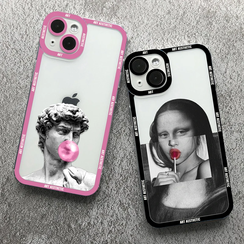 Veľká umelecká estetika David Mona Lisa Case pre Xiaomi Redmi Note 12 11S 10S 10 9 Pro Mi 13 12 Lite Poco F5 X5 X3 Pro Soft Cover