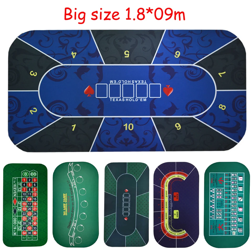 Veľká veľkosť 1,8*0,9 m Texas Hold'em Poker Black Jack Roulette Baccarat Dice Betting Mat Gumbling Gaming Gaming Pad