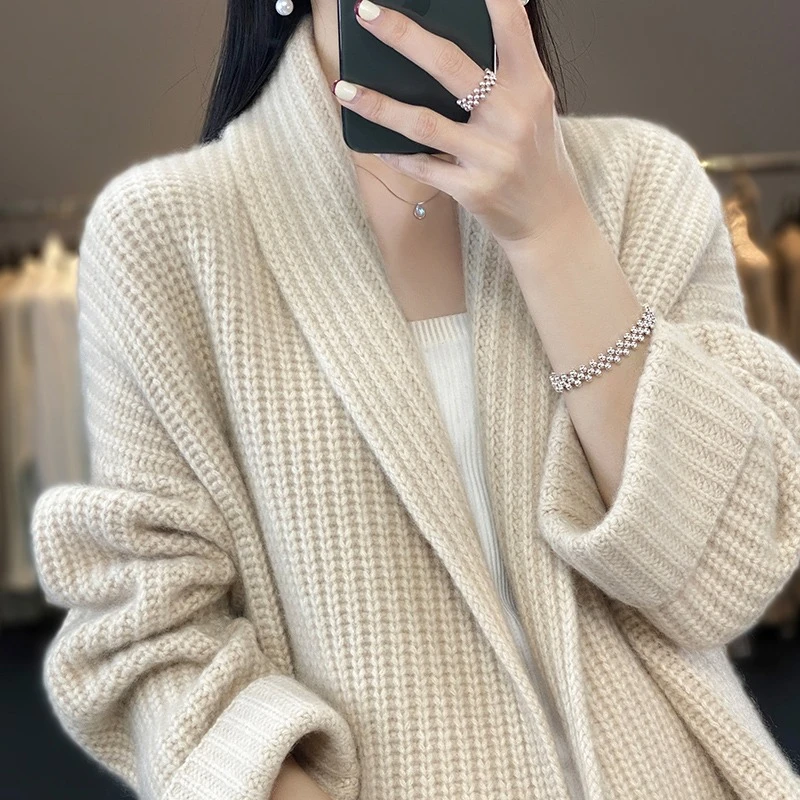 Veľká veľkosť 5xl Nový stredný Lentgh Sweater Coat Women Dám na jeseň Zimné pletené sveter Kórejský lenivý štýl voľný ženský pletacie svetre