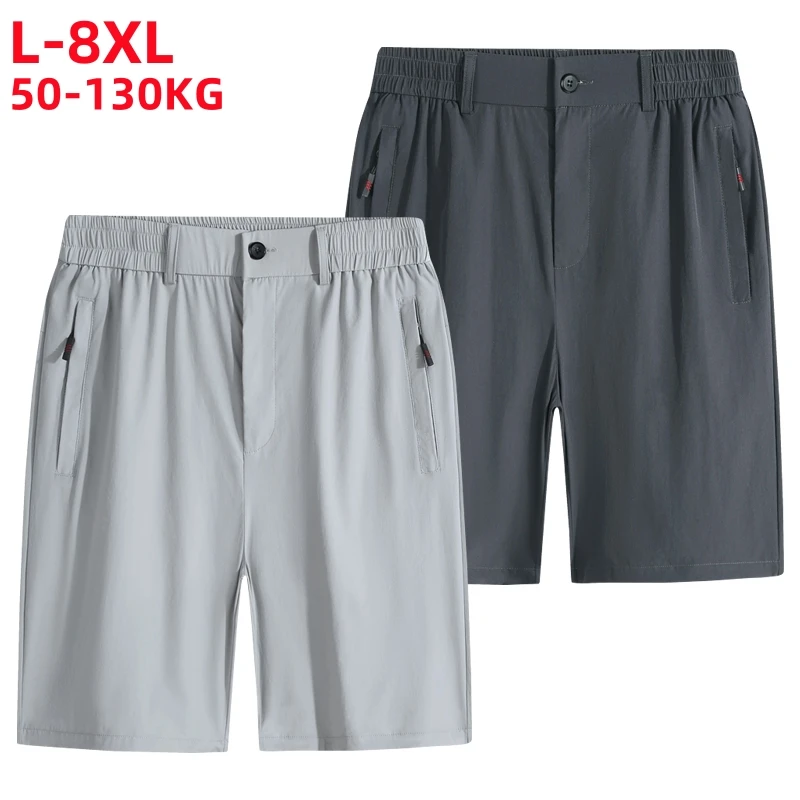 Veľká veľkosť 8xl 7xl Pánske šortky ľadové hodvábové neformálne krátke nohavice Elastický pás Stretch Polovičné nohavice Golf bermuda Muž Cool rýchly suchý