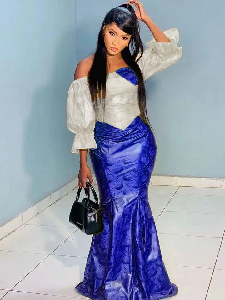 Veľká veľkosť bazin riche dlhé šaty pre africké ženy na párty oblečenie Dashiki rúcho sexy dáma bazin riche večerné šaty