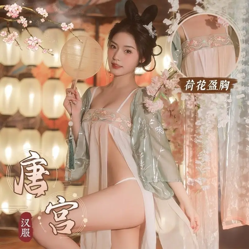 Veľká veľkosť Hanfu Staroveká čínske tradičné šaty vášnivé brušné taška Uniforma pokušenie sexy spánok