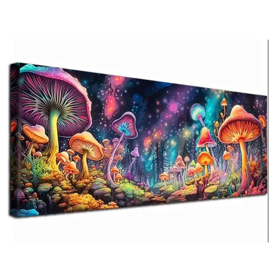Veľká veľkosť húb Magic 5D Diamond Painting Kit, plná diamantová mozaika 30x90cm Blaženosť