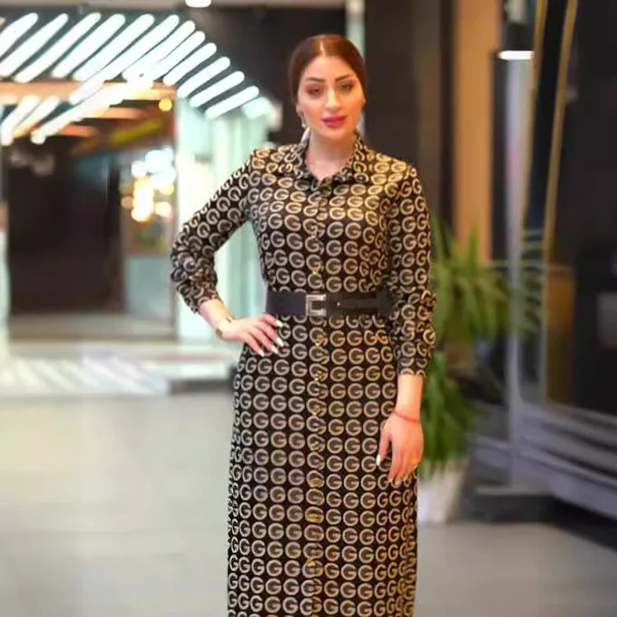 Veľká veľkosť moslimské šaty Ženy tlačené košele goliere pre ženy s dlhým rukávom Maroko Party šaty večer Islam Dubai Abaya