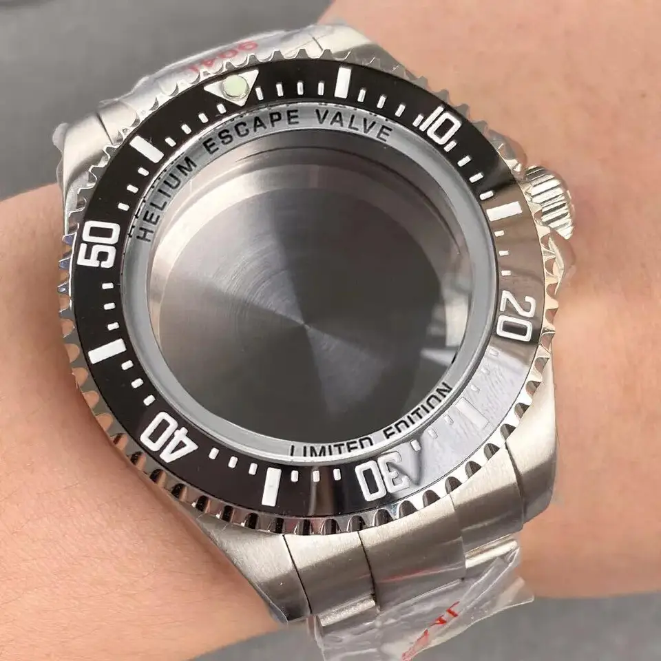 Veľké 43 mm veľké hodinky s náramkom Sapphire Glass Case Pase Deep Sea pocta Japonsko NH35A NH36A NH34A ETA 2824 2836