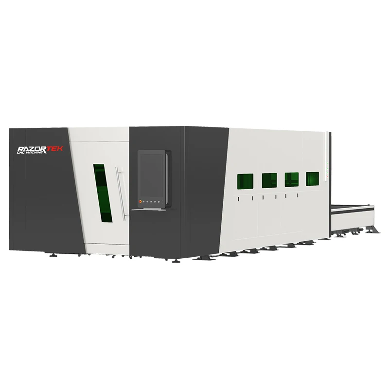 Veľké formát Laserové rezačky s plechovými vláknami pre rezanie dosiek s uhlíkovou oceľou 3000 W 6000W 12000W