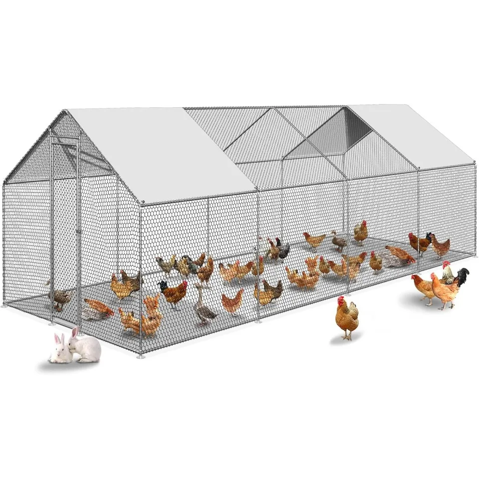 Veľké kovové kuracie koláče, klietka na hydinu s vodotesným a protiutravioletovým krytom, 315L x 118 W x 78h, vonkajšia klietka.
