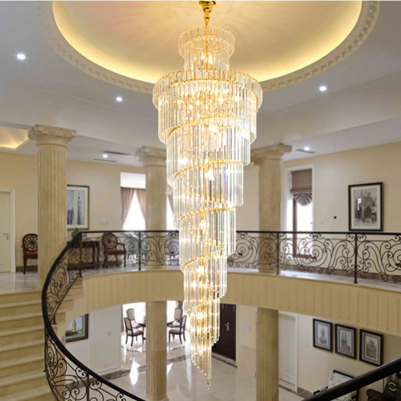 Veľké lustrové svetlo luxusné k9 krištáľové zavesenie prívesku pre lampu pre vilu hotel schodisko Art Sveloire závesné bývanie dekorácie