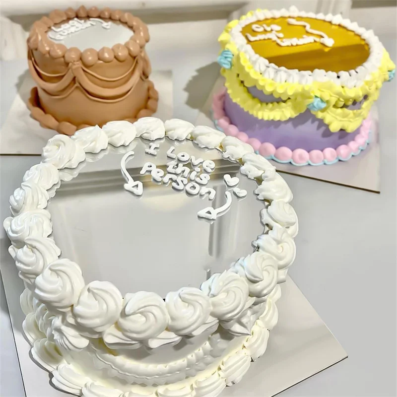 Veľké okrúhle zrkadlo akrylové torty Toppers ružové zlato strieborný koláč Disk podnos narodenín svadobné dekorácie dezert