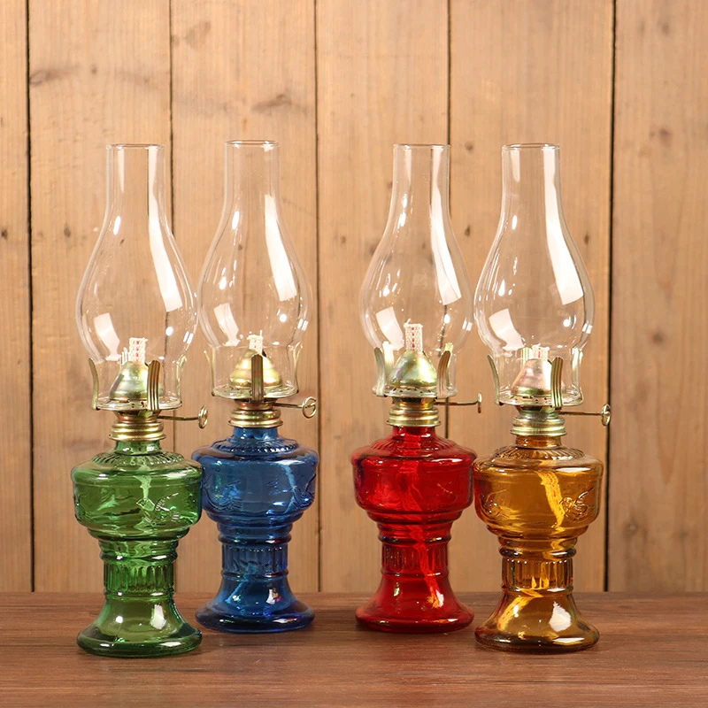 Veľké sklenené kerozénové olejové žiarovky, lampa vintage olejové lampy pre vnútorné použitie komora dekorácie, domáce osvetlenie lampánka lampa