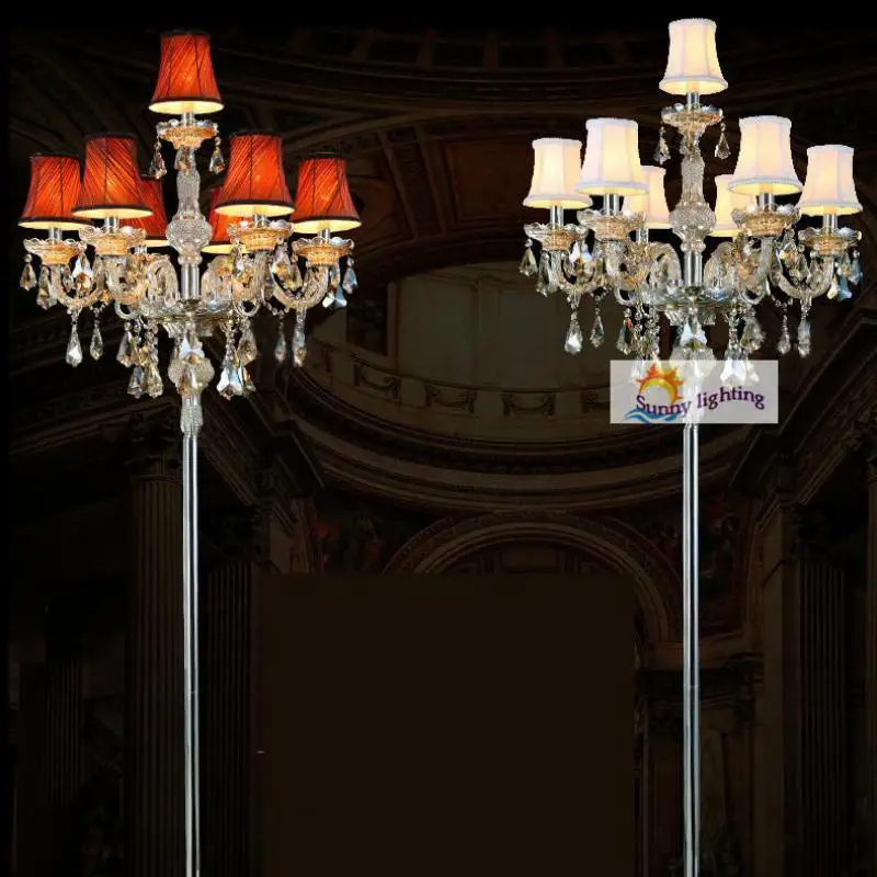 Veľké starožitné koňakové krištáľové podlahové svetlo pre obývaciu izbu Foyer reštaurácia Deco Glass Glass Candlestick LED Držitelia svietnikov