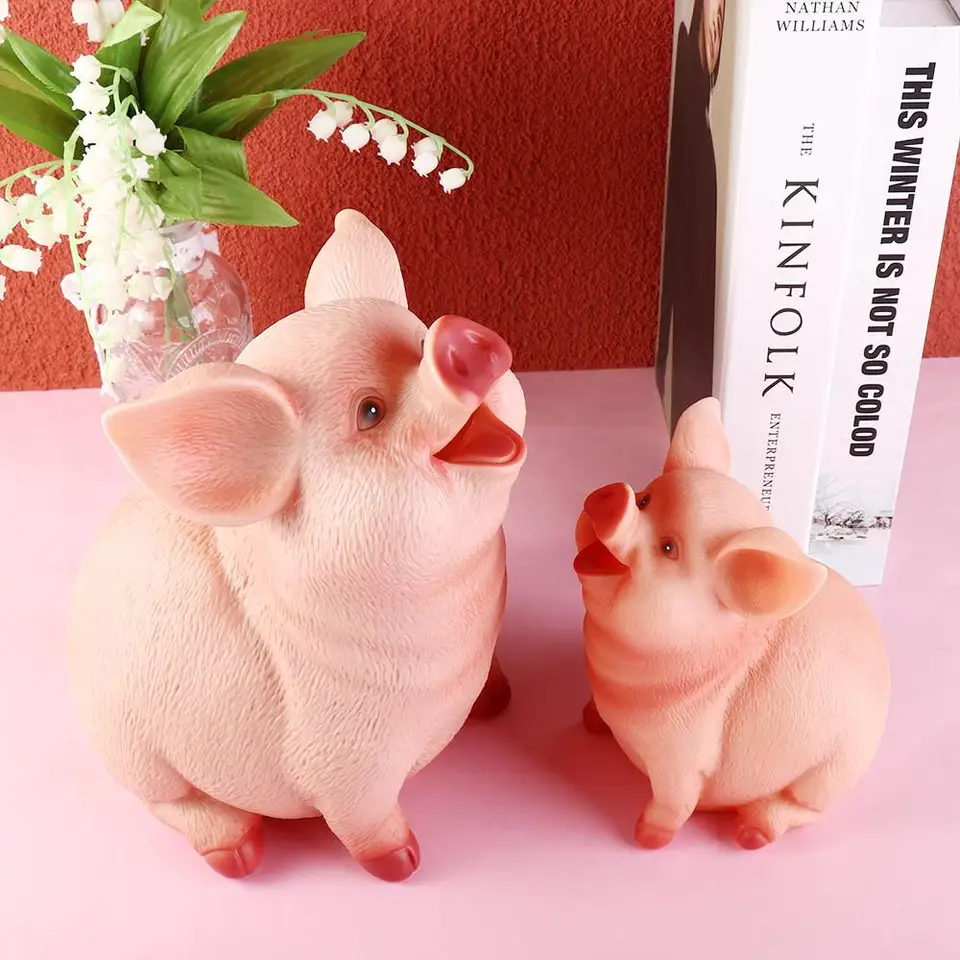 Veľké živice deti hračky Domáce dekorácia ozdoba narodeninové darčeky Coins Storage Box Pig Sochy Money Box Piggy Bank