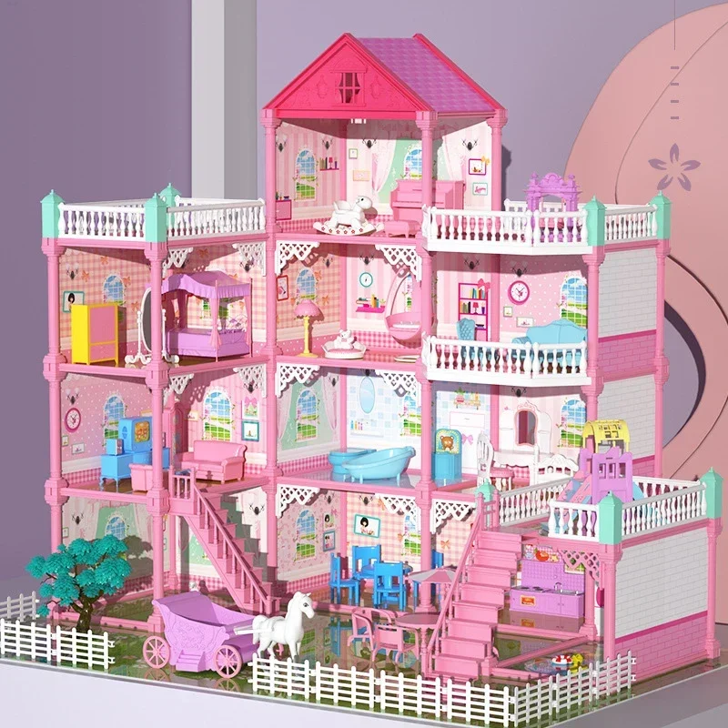 Veľký dom pre domácich majstrov pre deti pre deti Barbie House posteľ pohovka stolová bábika Nábytok Miniatúrny dom vianočné darčeky Detské hračky