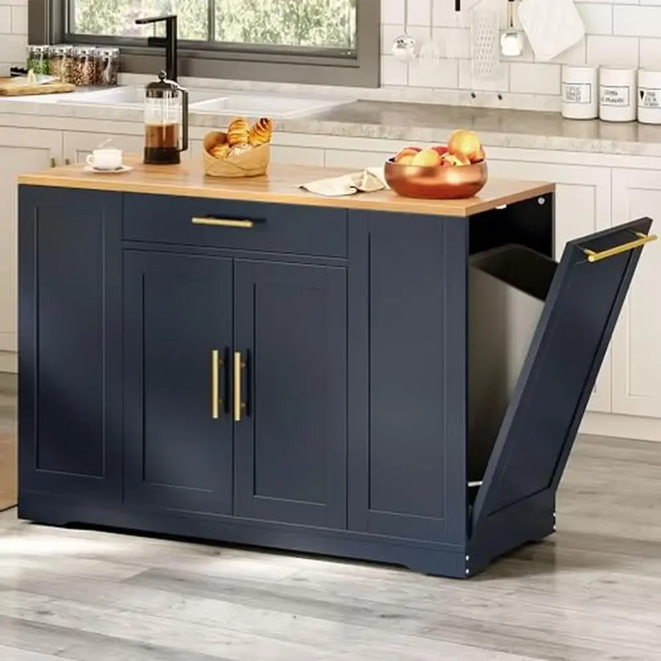 Veľký valcový kuchynský ostrov Trash Can Storage Skriň kolies