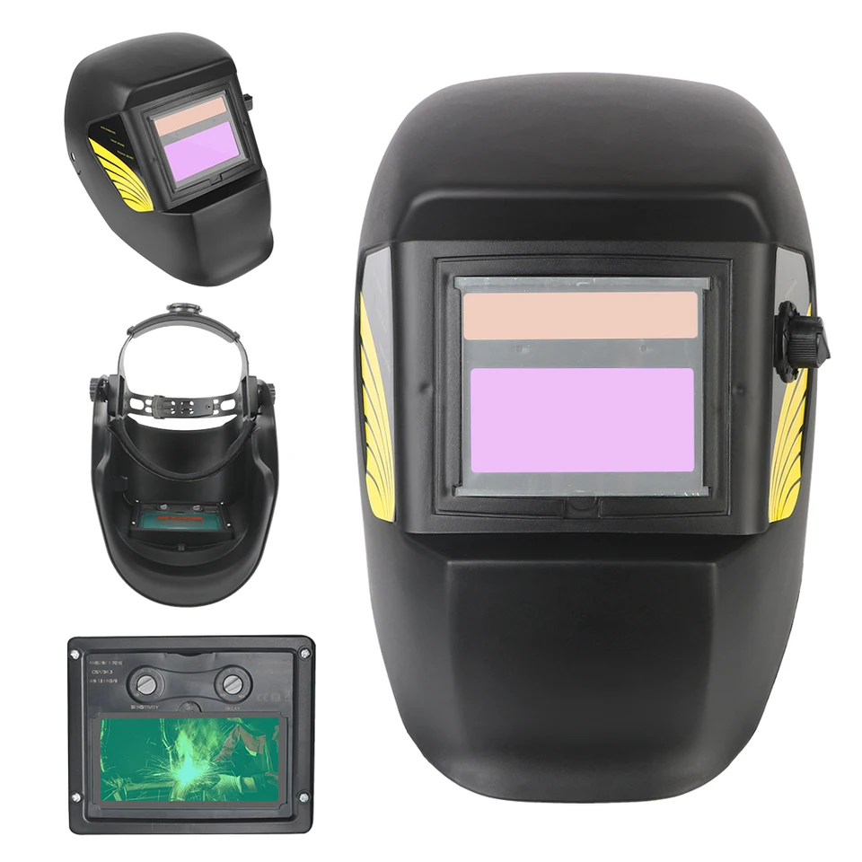 Veľký výhľad zváračka maska ​​True Color Lens Automatické zatemnenie Solárna zváracia prilba pre oblúk zvar
