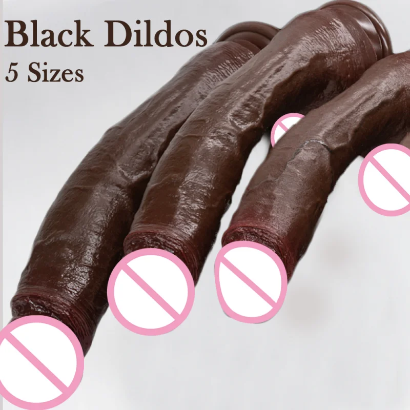 Veľký čierny dildo realistický penis pokožka dlhé dildos penis masturbator Anal zátka s prísavkovým pohárom falošné péro sexuálne hračky pre mužov Ženy