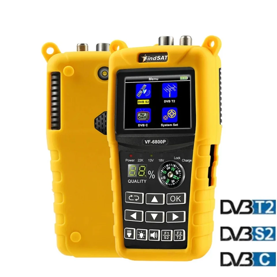 VF 6800P satelitný nález DVB-T2 DVB-S2 DVB-C MPEG4 Digital SAT Finder meter 2,4 palca LCD HD pre televízny tuner