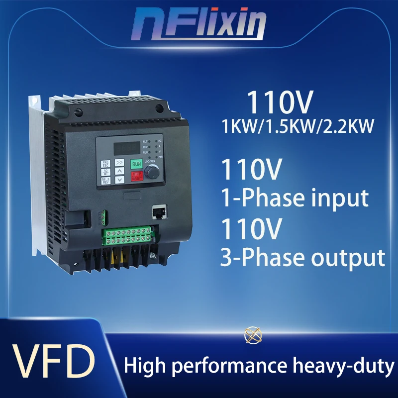 VFD 0,4KW-7.5KWVariable Frekvenčný invertor 110V Frekvenčný prevodník 1p Vstup 1p a 3p výstupný jednotkový konvertor VFD frekvenčný invert