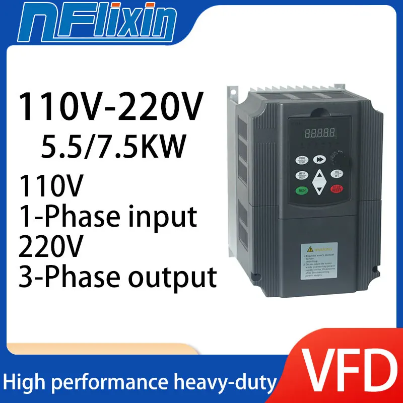 VFD 1,5KW-7,5KW INVERTER 1P 110V až 3P 220V Variabilný frekvenčný jednotkový invertor VFD Frekvenčný menič Inverter