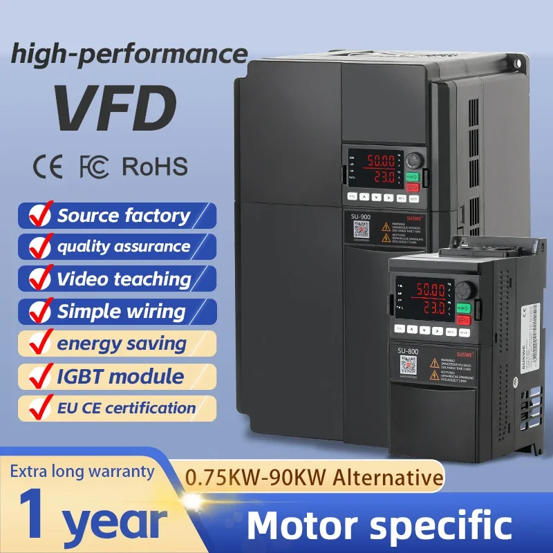 VFD 11KW 15KW 18KW 22KW 30KW Vysoko výkonný vektorový typ prevodníka prevodníka AC380V Trojfázový invertor rýchlosti motora