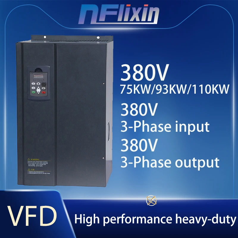 VFD 380V 75 kW/93 kW/110 kW/132KW 3 fázový vektorový frekvenčný prevodník Nastaviteľný rýchlostný variér frekvencie Frekvenčný menič frekvencie