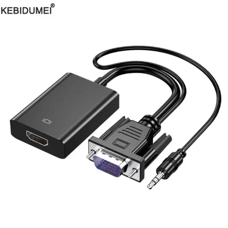 VGA až HDMI Converter Adapter Muž na ženský kábel s adaptérom VGA Audio 1080p VGA pre prenosný počítač PC do projektora HDTV