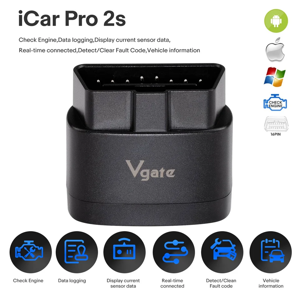VGATE ICAR PRO 2S Bluetooth OBD-II Adaptér bezplatná aktualizácia firmvéru pre iOS/Android/Windows