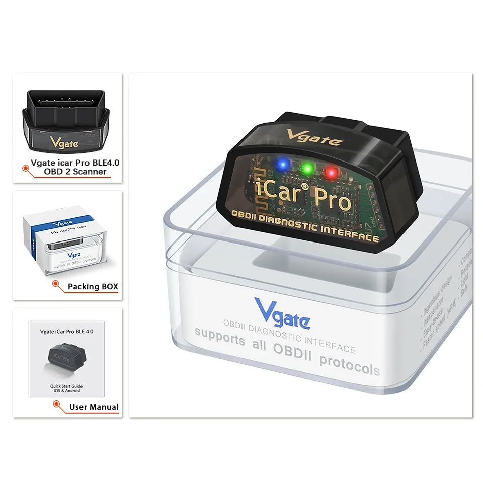 VGATE ICAR PRO ELM327 WIFI OBD2 Skener pre iOS/Android Bluetooth 4.0 ELM 327 OBD 2 CAR Diagnostický nástroj skenovania nástrojov