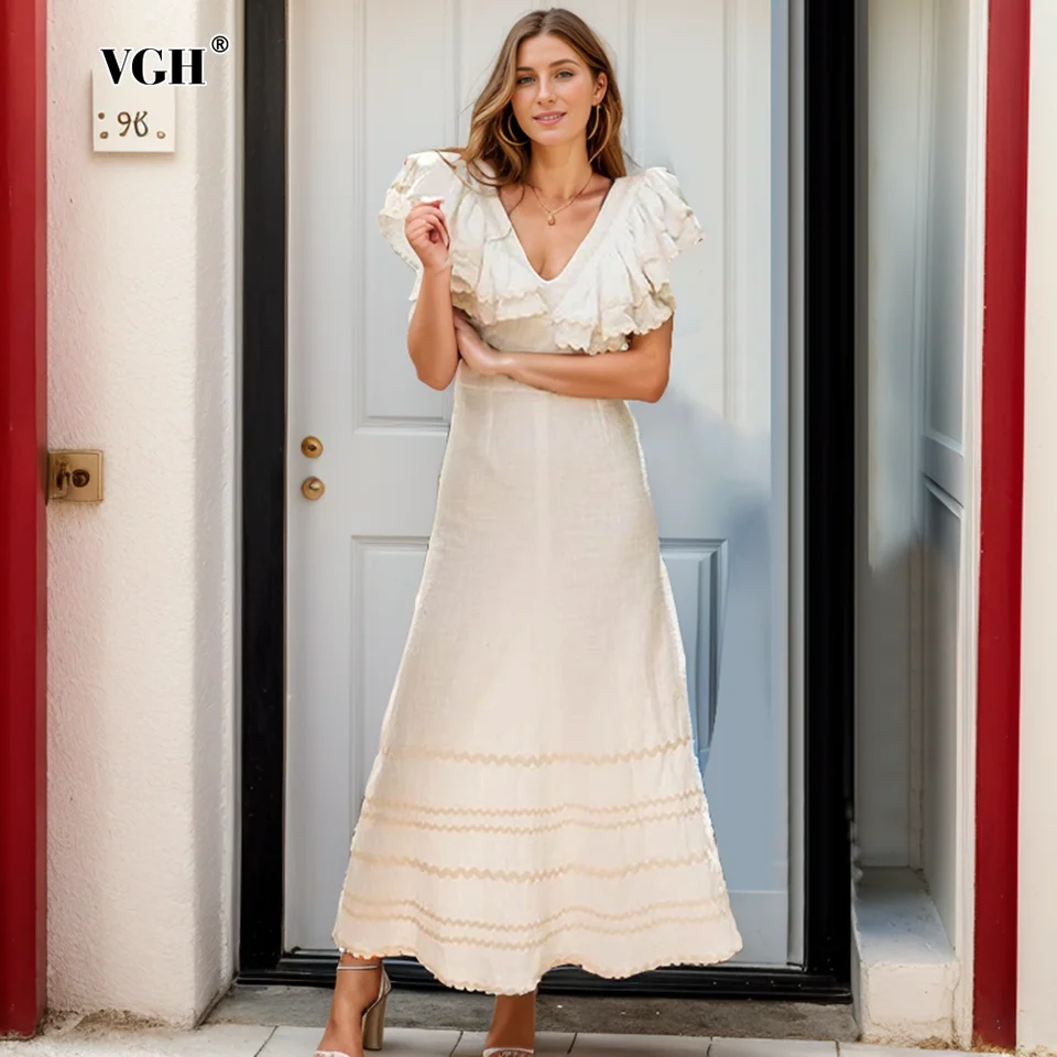 Vgh zostrihané voláre Elegantné šaty pre ženy v krk lietajúce rukávy backless s vysokým pásom temperament
