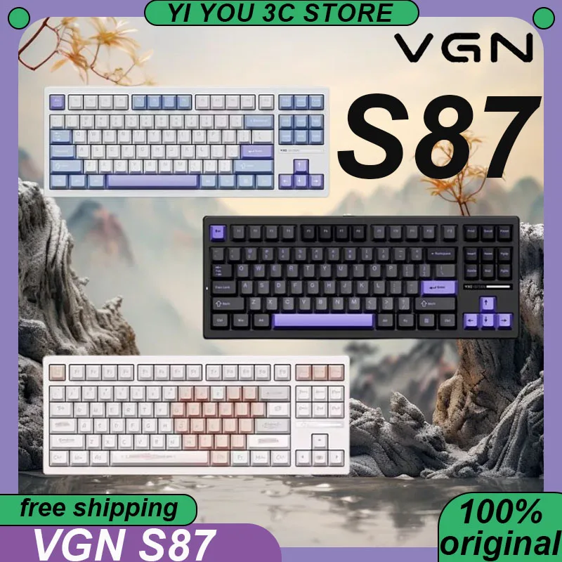 VGN S87 Wireless Mechanical Keyboard Tri-režim 8000 mAh Bluetooth Hot Plug RGB Prispôsobené herné klávesnice ergonómia PC LAPTOP