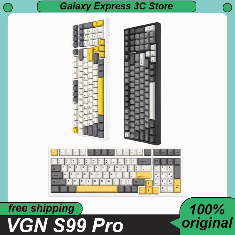 VGN S99 Pro Mechanical Keyboard Wireless Tri-režim Bluetooth Hliníková zliatina Smart Speed ​​X Hot Swap RGB Vlastná herná klávesnica
