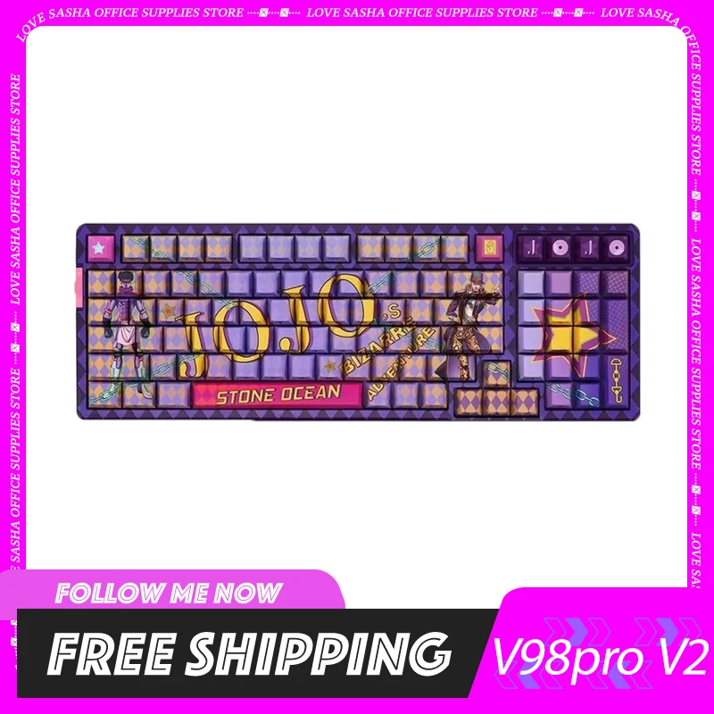 VGN V98PRO V2 Klávesnica Troj-režim Prispôsobenie tesnenia 8000 mAh Nízka latencia Wireless Gaming Mechanická klávesnica pre PC Gamer Gift