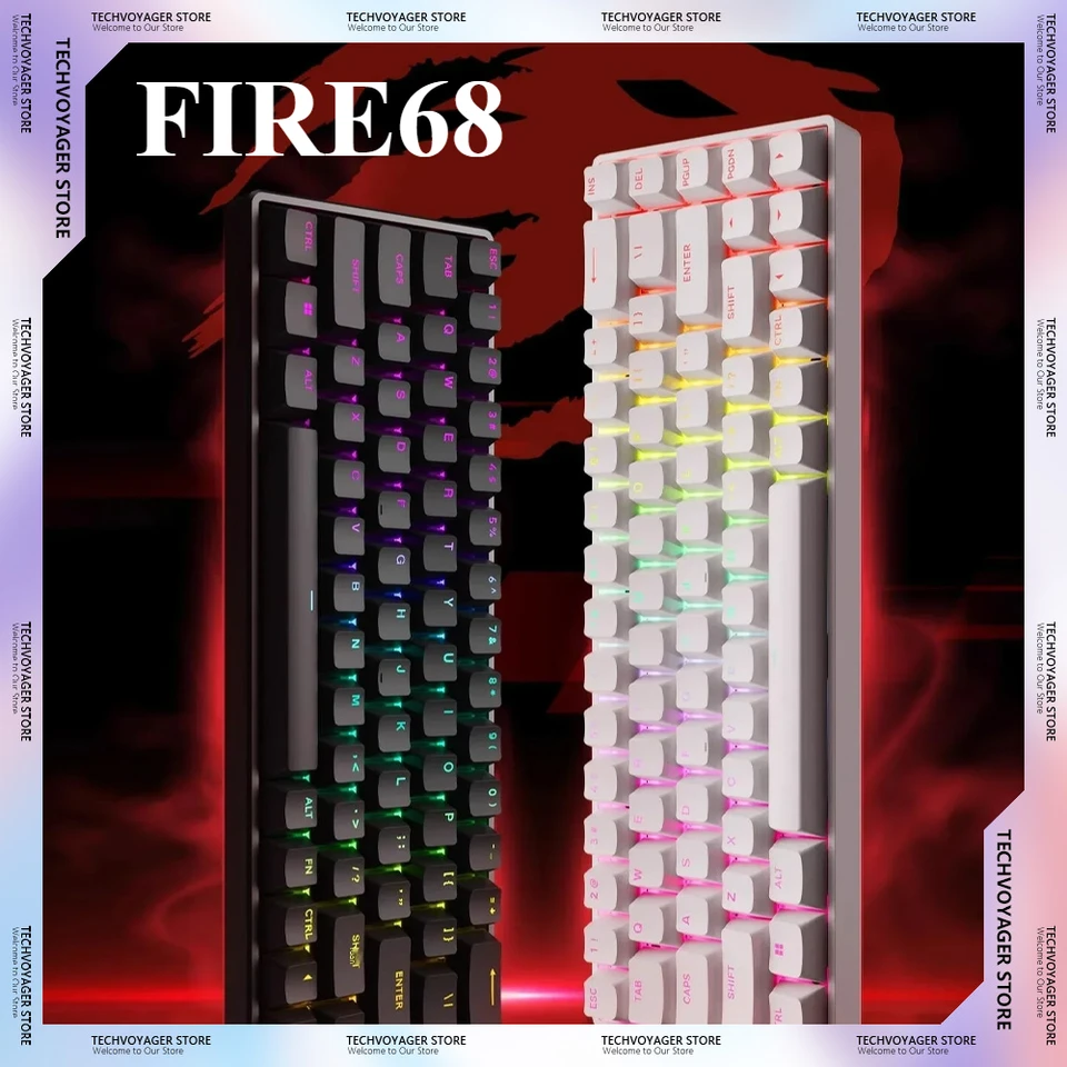Vgn vxe Madlions Fire68 Magnetic Switch Gaming Keyboards 68key 8 kHz RGB Svetelná káblová klávesnica PBT Keycap CNC pre hry E-Sports