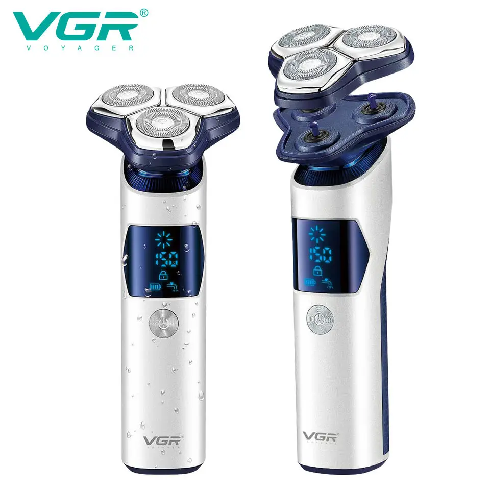 VGR 3D PRO Elektrický holiaci strojček pre mužov umývateľné brady Rotary Electric Razor Razor Nabíjateľný stroj na holenie tváre vlhký suchý USB