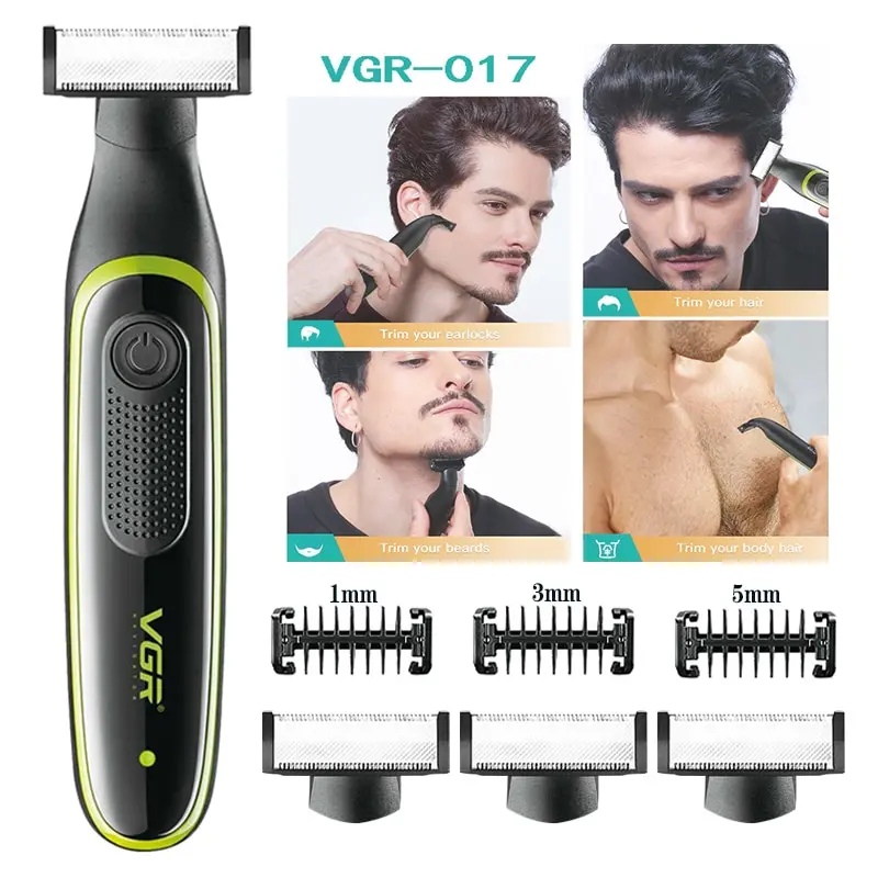 VGR Nabíjateľný elektrický holiaci strojček pre mužov brada Trimmer strnisko Body Groomer Horen vlhký suchý telesný bradavica na vlasy