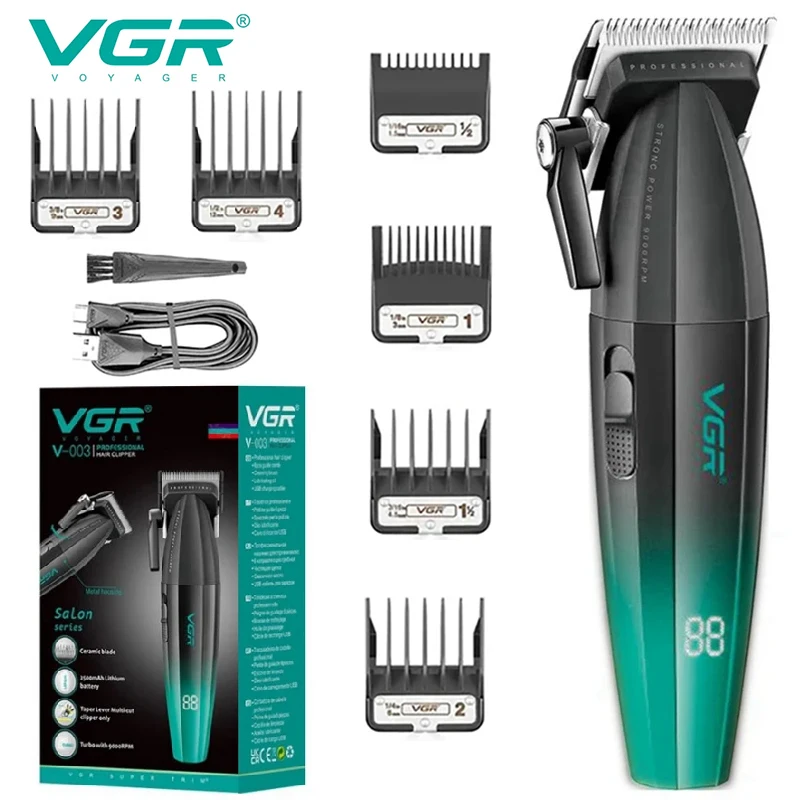 VGR Professional Electric Electric Clipper pre mužov Nabíjateľný vlasový strinker s motorom 9000 ot./min na bradový strih na vlasy V-003