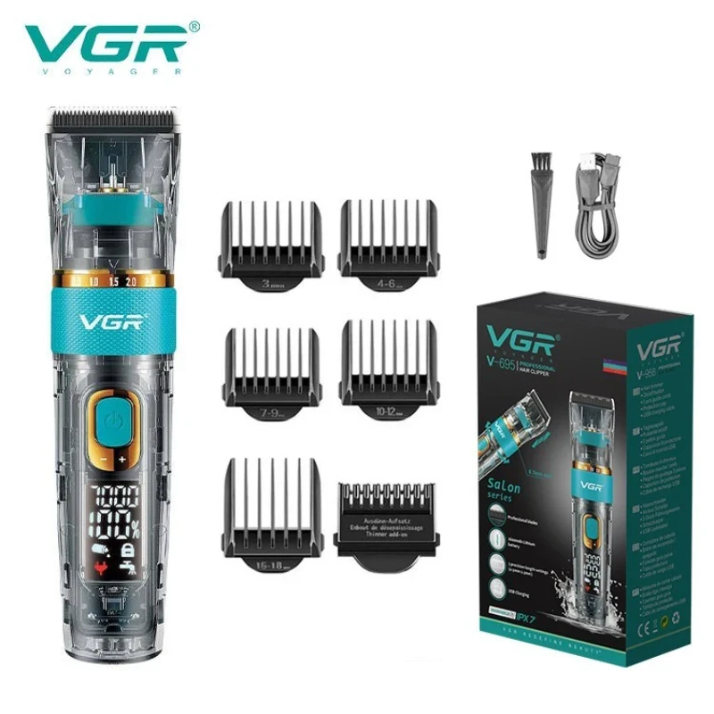 VGR Professional Hair Clipper Herotes vodotesný strih vlasov na vlasy Trojstupňový úprav