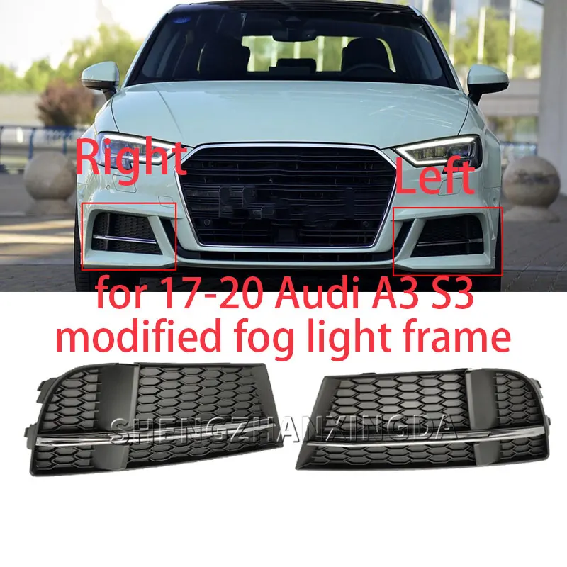 Vhodné pre 17-20 Audi A3 S3 upravené hmlové svetlo ráme čiernej mriežky predný nárazník dolnú mriežku hmlové lampa
