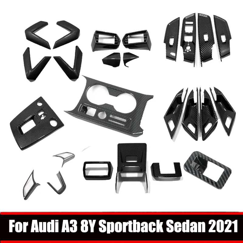 Vhodné pre Audi A3 8y Sportback Sedan 2021 Interiérové ​​dekorácie Doplnky Dvere Handshake Cover Cover volant Vzduchový rámec