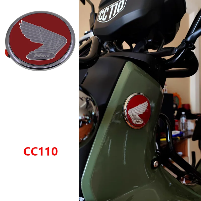 Vhodné pre Honda Cub CC110 Logo Logo Trojrozmerný kruhový znak klasické krídla Red Wings Wings