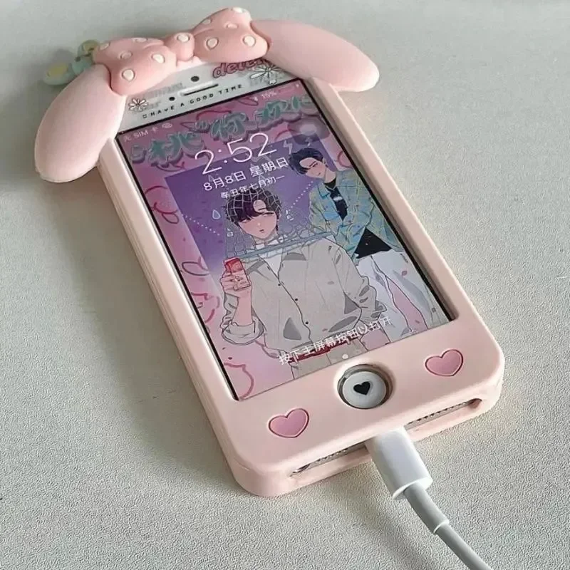 Vhodné pre iPhone Cartoon Sanrios My Melody Mobile Mobile Case INS Kawaii Anti-Fall Mobile Phone Protective Case Prázdniny Darček