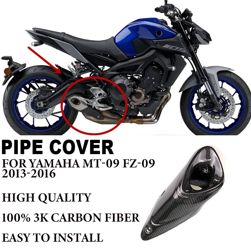Vhodné pre Yamaha MT09 MT-09 MT 09 FZ09 FZ-09 FZ09 2013-2016 100% 3K Ochrana výfukových rúr z uhlíkových vlákien